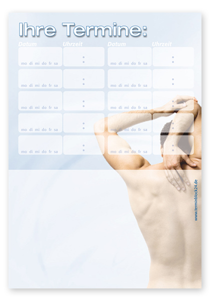 Terminzettel "Vitalität" - 10 Termine mit Wochentagen