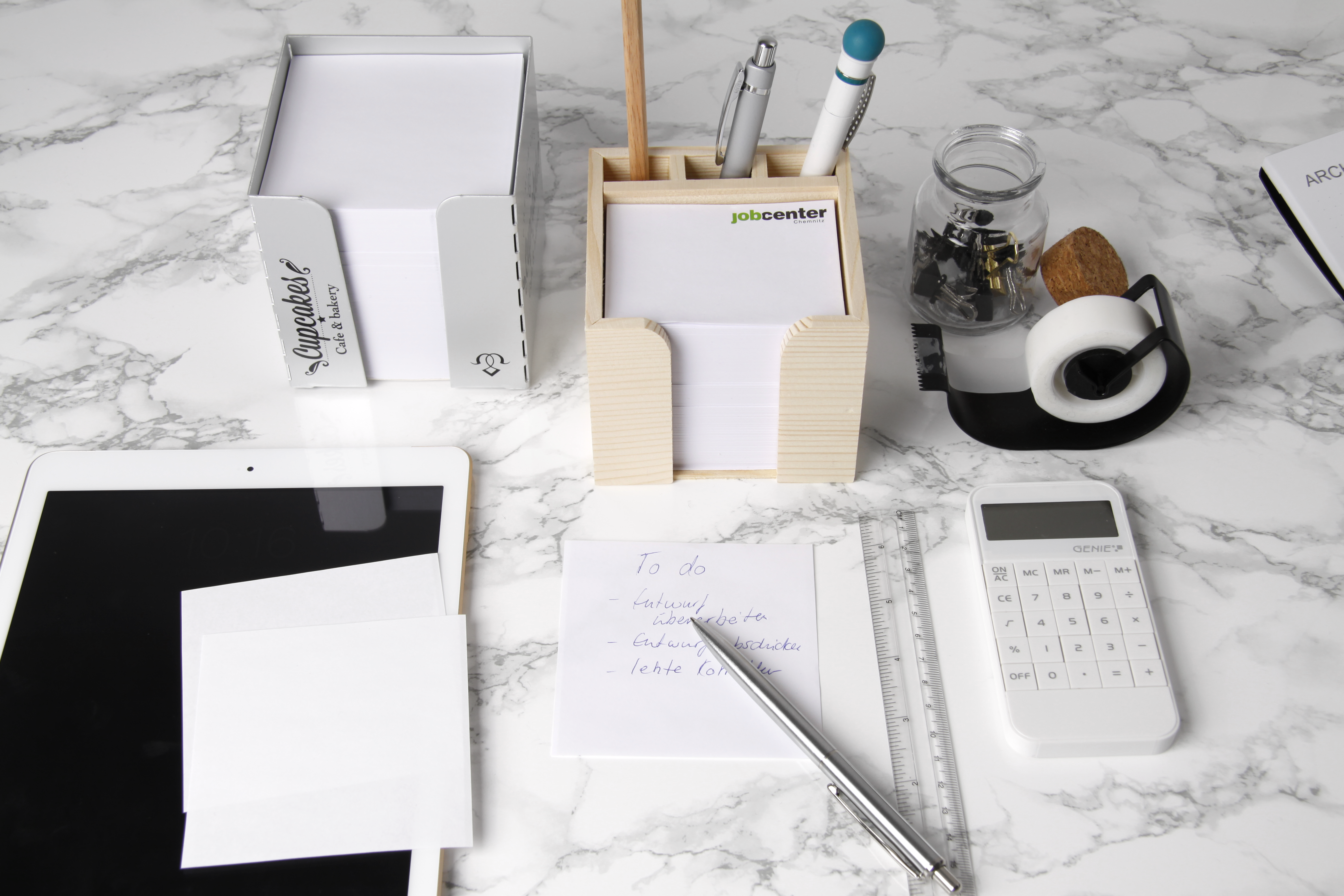 Schreibtisch-Organizer Zettelbox Holz