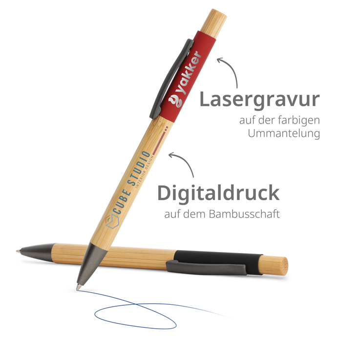 Kugelschreiber Bambus mit Lasergravur oder Digitaldruck