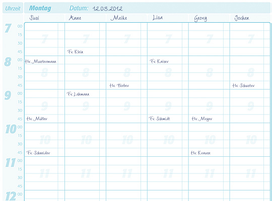 Terminplaner A3 für mehrere Mitarbeiter
