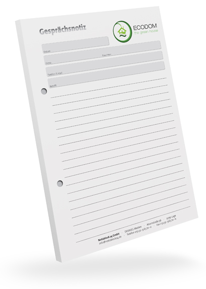 Gesprächsnotizblock individuell bedruckt