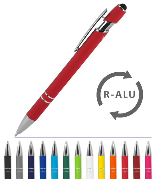 Kugelschreiber Softtouch Recycling Aluminium mit Stylus