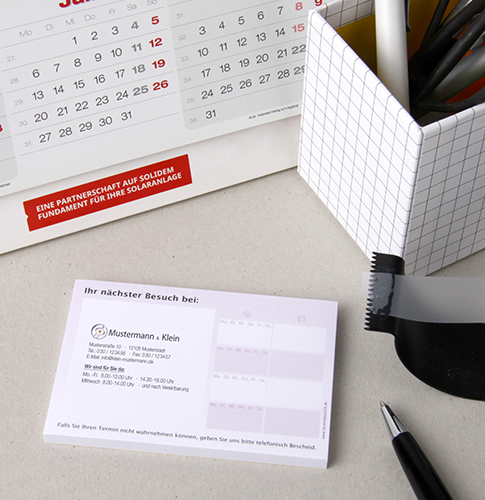 Terminzettel als optimale Werbefläche und Erinnerungsstütze