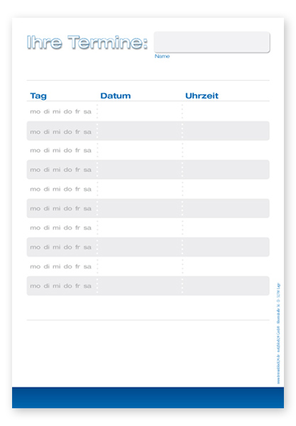 Terminzettel Maxi "Classic" mit 10 Terminfeldern