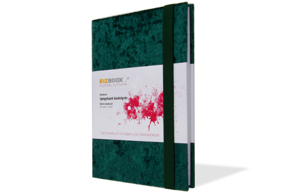 BIZBOOX® Spiegelsamt dunkelgrün DIN A5
