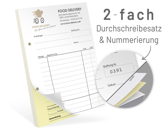 Durchschreibesatz 2-fach geblockt DIN A5, mit Nummerierung