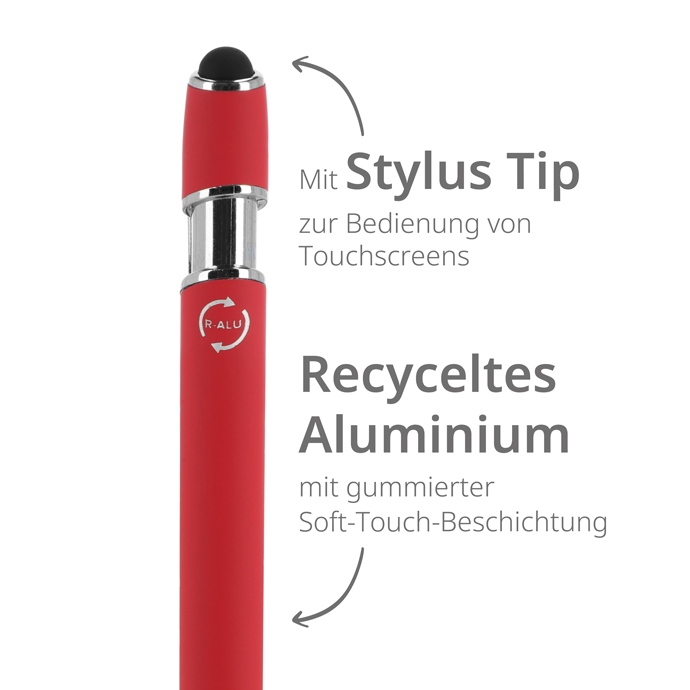 Kugelschreiber Softtouch Recycling Aluminium mit Stylus