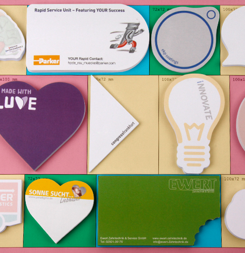 Haftnotizen mit Formstanzung