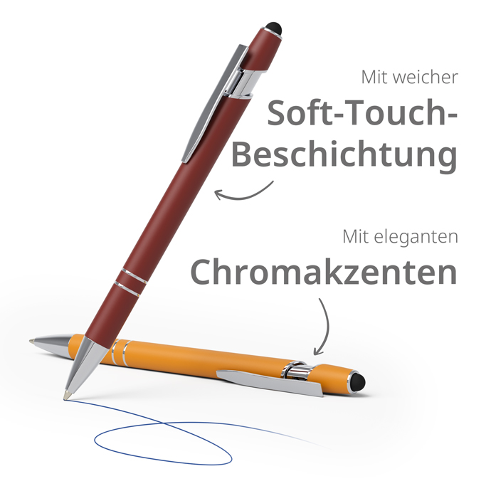Kugelschreiber Metall mit Softtouch und Stylus