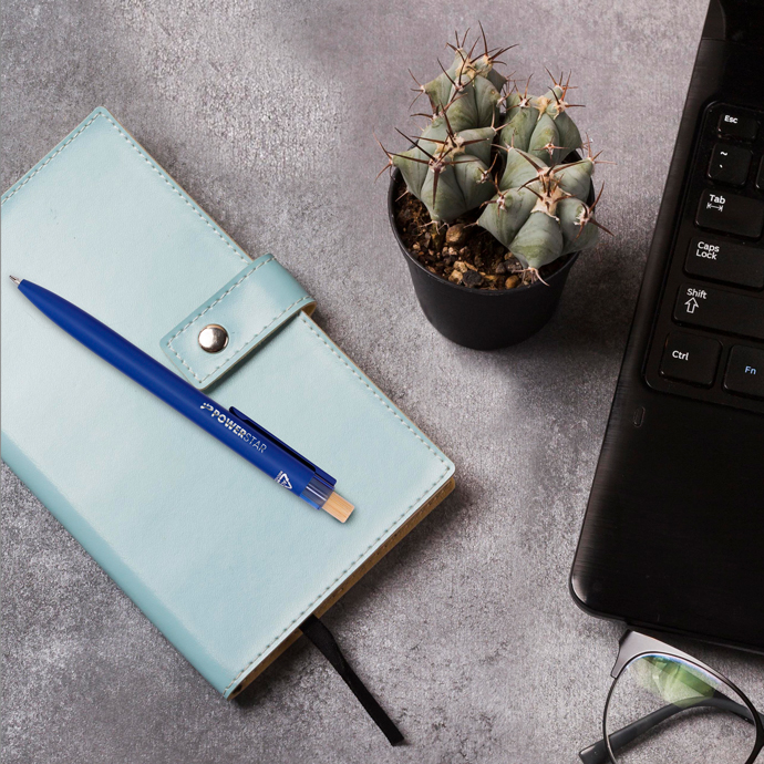 Kugelschreiber Softtouch Aluminium mit Bambusdrücker